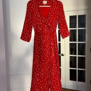 Sezane 3/4 Sleeve Printed Wrap Dress